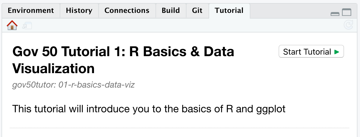 RStudio Tutorials Tab